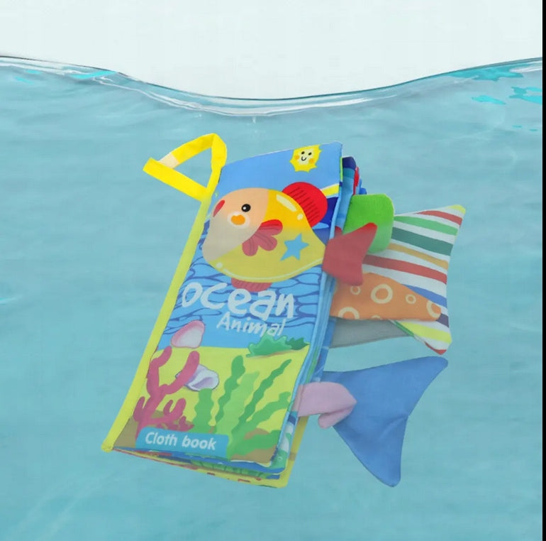 3D Baby Cloth Book – Ocean Animals Sensory Soft Book (6 Pages, Blue)