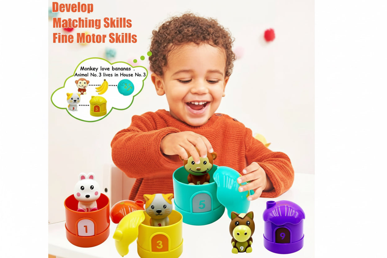 Soft Glue Animals & Houses Educational Toy Set for Toddlers