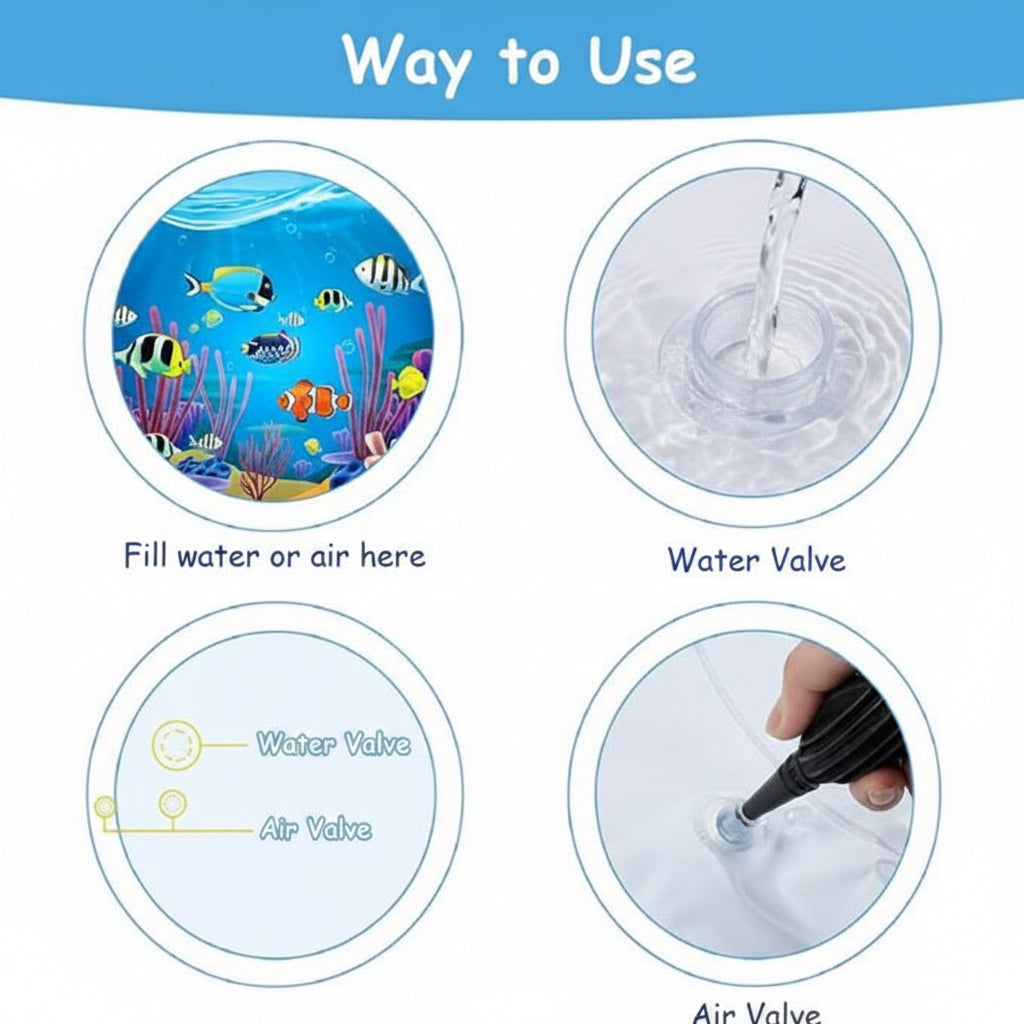 Sea Creatures Inflatable Water Mat Sensory Montessori Toy for Infants (Ages 0-12m)