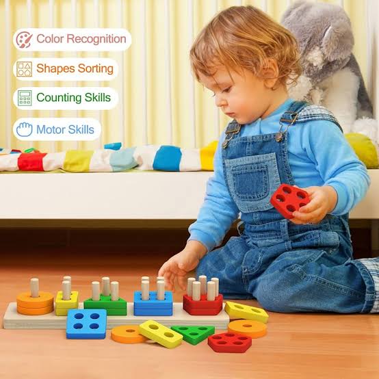 Wooden Geometric Shapes Sorting And Stacking Montessori toy
