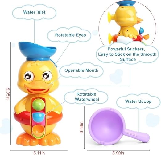 Cute Duck Kinetic Water Bath Wheel | Ages 3+ | Master Hydrodynamics & Fluid Cause-and-Effect