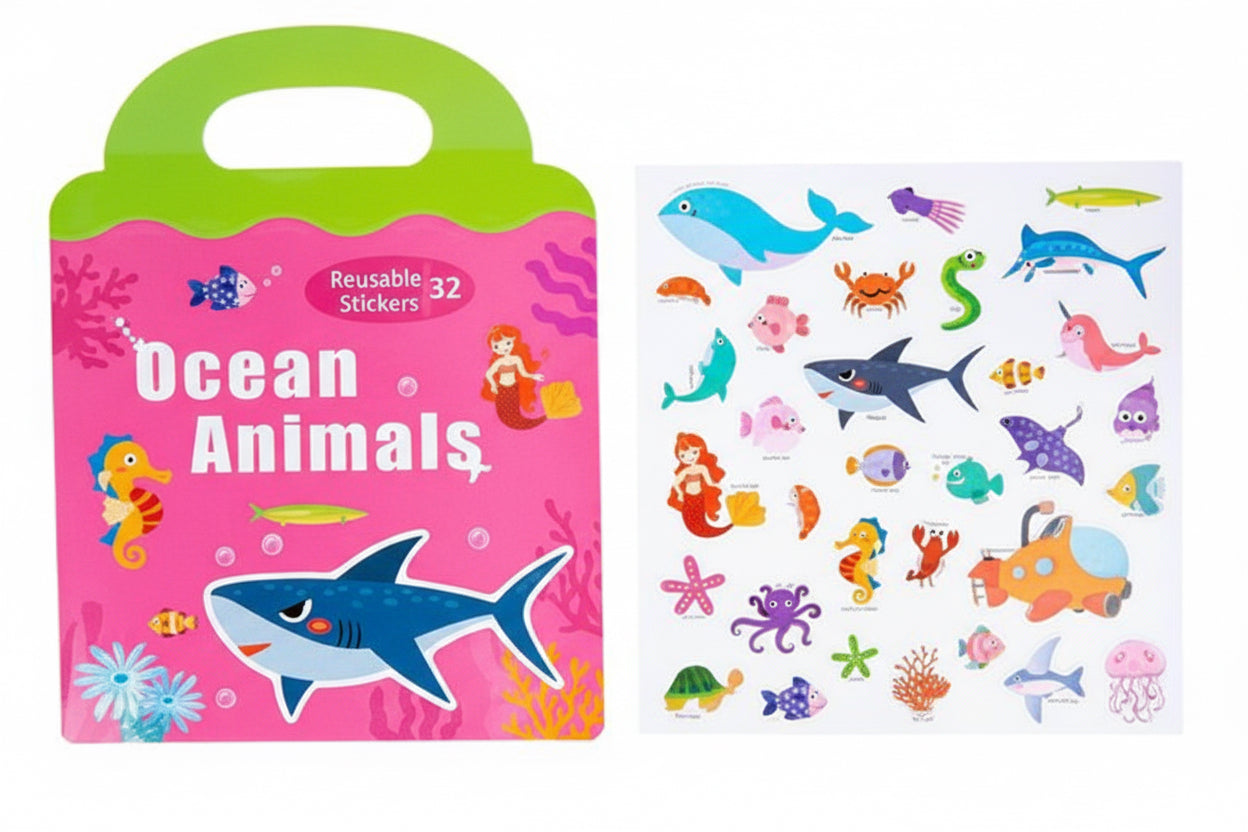Reusable Ocean Animals Sticker Activity Book – Interactive Learning & Play