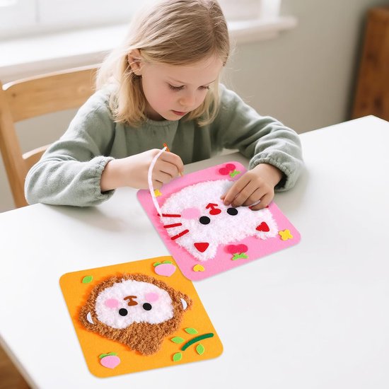 Cute Animals DIY Yarn Embroidery Sensory Craft Kit for Kids (Ages 3-6 Years)