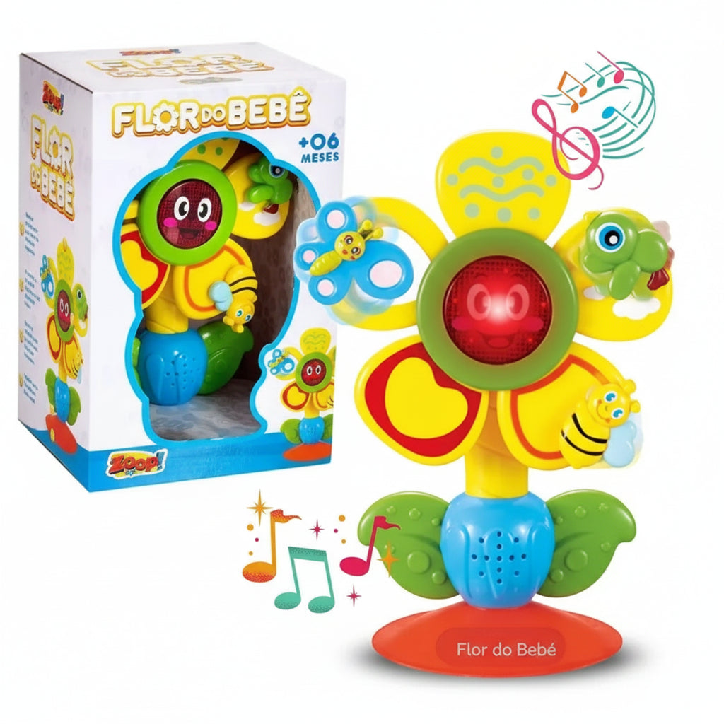 Zoop Toys Flower Interactive Musical Activity Wheel | Ages 6m+ | Master Sensory Calibration & Fine Motor Mechanics