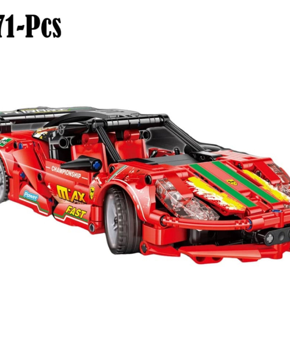 Technical Red Sports Racer – 471-Piece Pull-Back Building Set