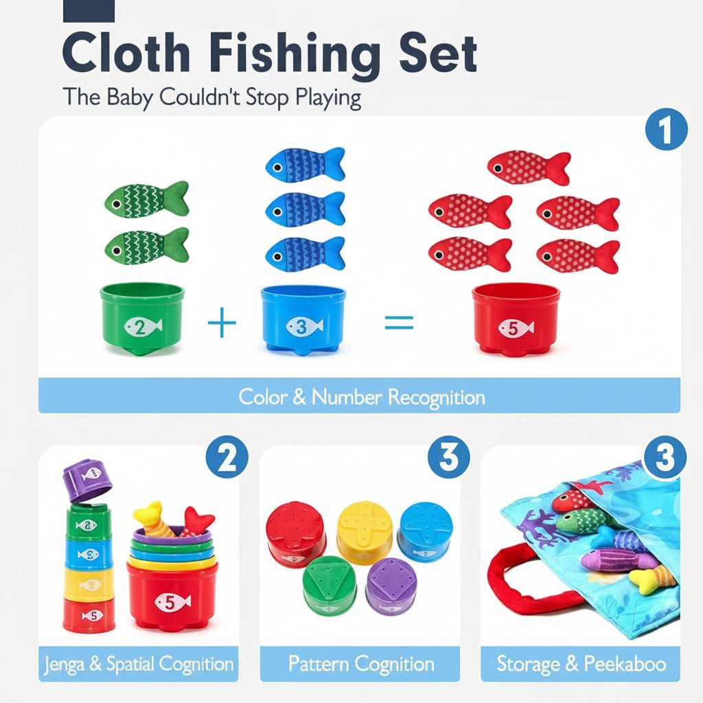 My First Plush Fishing Set – 22-Piece Soft "Hook & Grip" Sensory Game