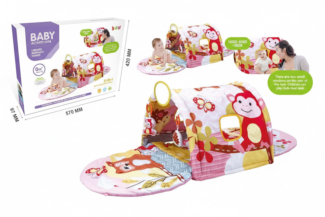 2-in-1 Baby Activity Gym & Play Tent – Safe BPA-Free Play Mat for Infants