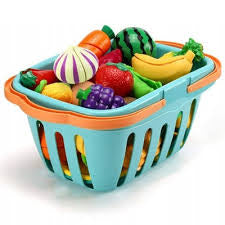 68-Piece Toddler Pretend Play Food Set with Cutting Tools & Grocery Basket