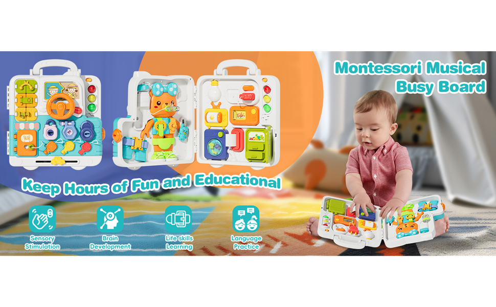 Montessori Busy Board Puzzle Book for Toddlers – Sensory Activity Board