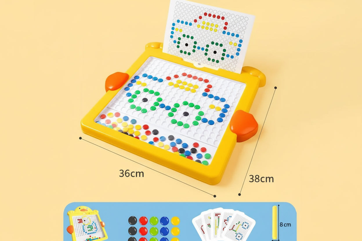 Cute Duck' Magnetic Drawing & Bead Board – Mess-Free Creative Toy