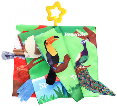 Birds Soft Cloth Book for Babies – Sensory Tails & Sound Buttons (0–36 Months)