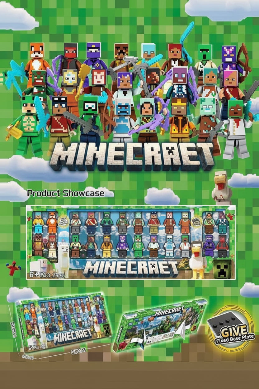 Minecraft Minifigures Block Action Figures Set for Kids (Ages 6+ Years)