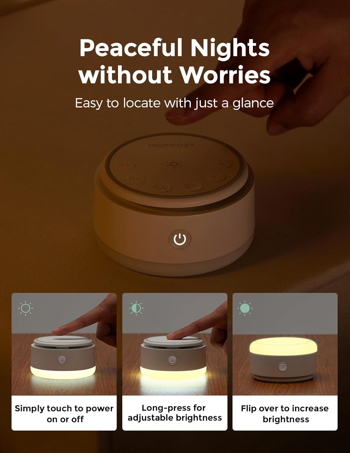 Momcozy Sound Machine for Baby-20 Soothing Sounds & Touch Warm Light Portable White Noise for Kids & Adults for Sleeping Timer and Memory | Ideal Travel Companion & Nursery Must-Have