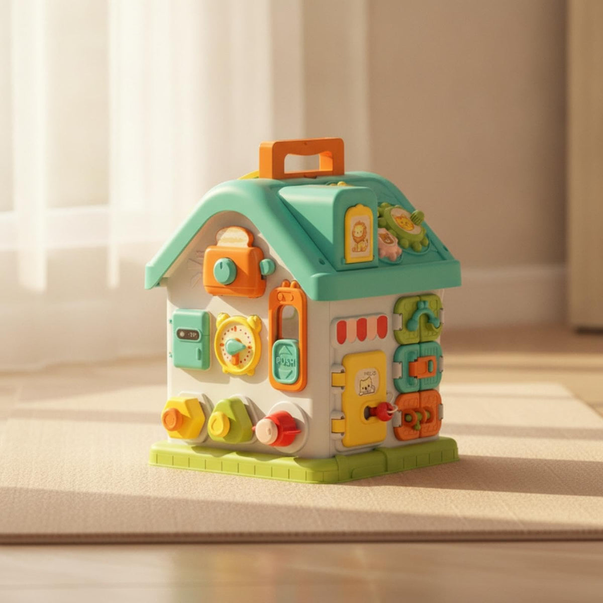 6-in-1 Montessori Toddler Busy House Activity Playhouse with Locks, Keys & Magnetic Game (Ages 18M+)