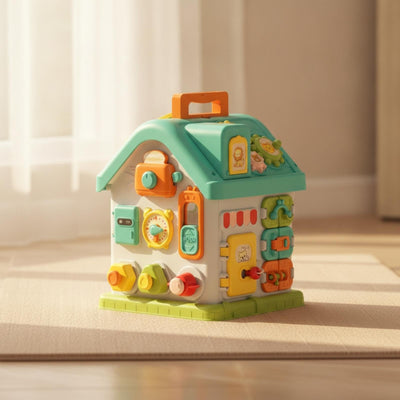 6-in-1 Montessori Toddler Busy House Activity Playhouse with Locks, Keys & Magnetic Game (Ages 18M+)