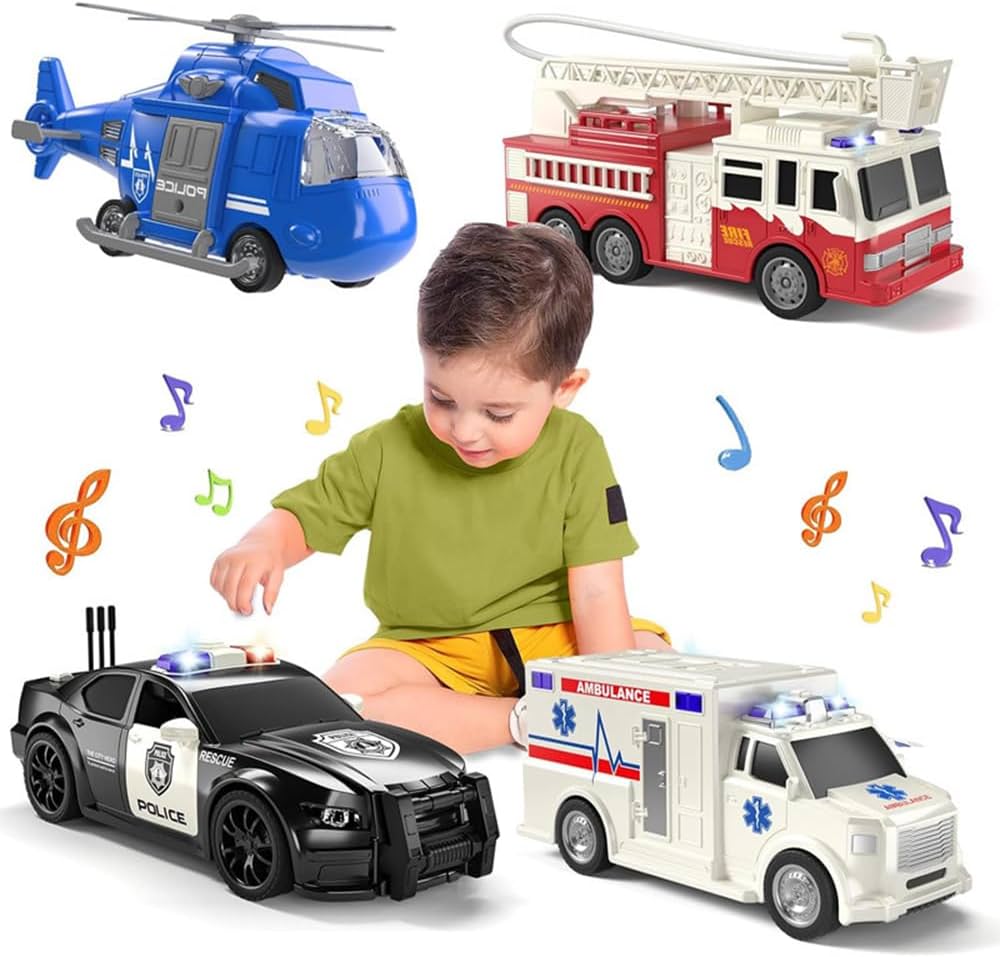Emergency Rescue Vehicles Interactive Educational Toy Set for Kids (Ages 3+)