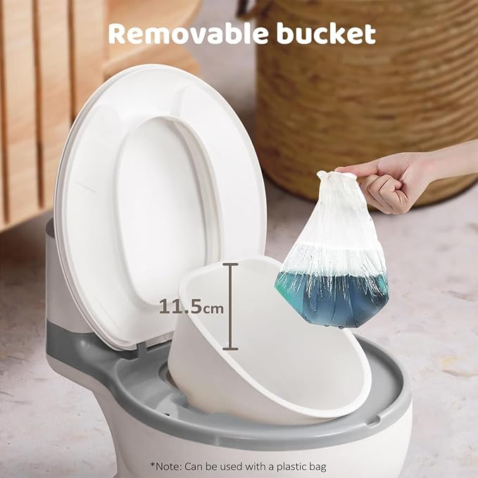 Realistic Toddler Potty Training Toilet with Soft PU Cushion Seat & Removable Waste Basin