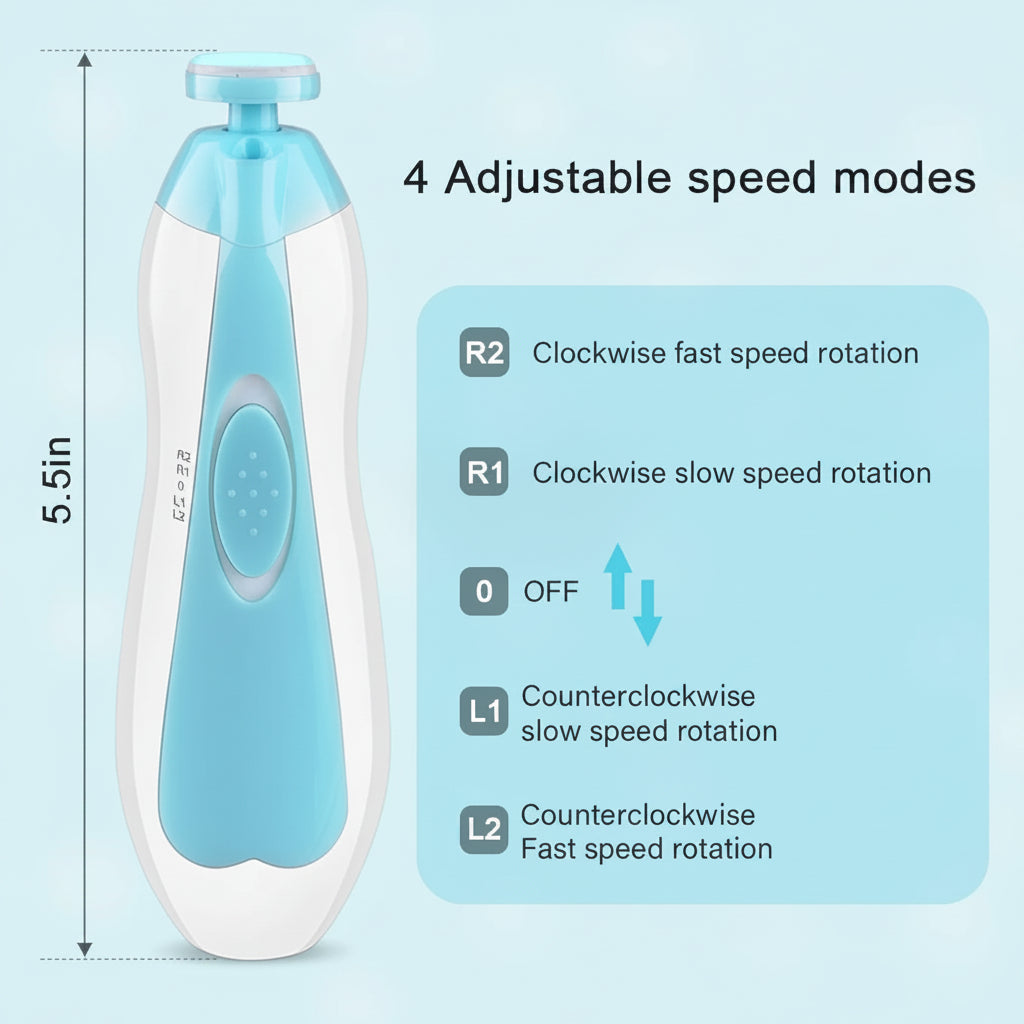 Electric Baby Nail Trimmer & File Kit with LED Light for Newborns, Toddlers & Adults (Ages 0 Months+)