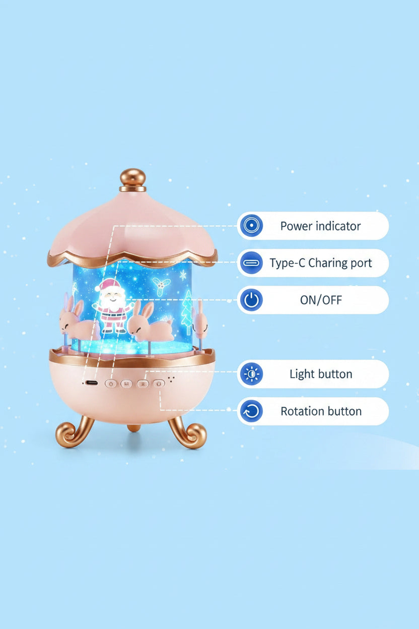 Bunny’s 360° Carousel Night Light Projector | Ages Newborn+ | Master Sensory Calibration & Circadian Comfort