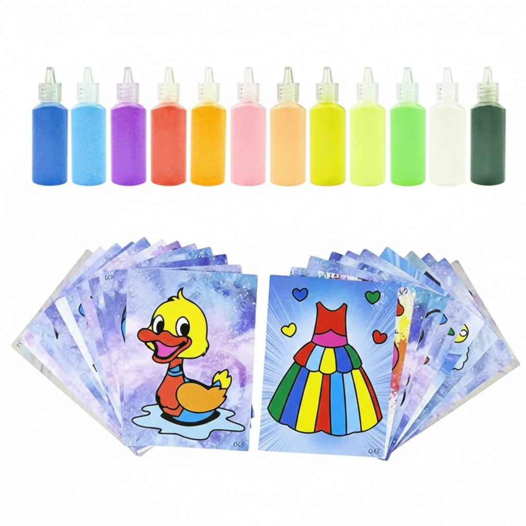 DIY Colored Sand Art Activity Kit Creative Peel & Stick Craft Set for Kids (Ages 3-8)