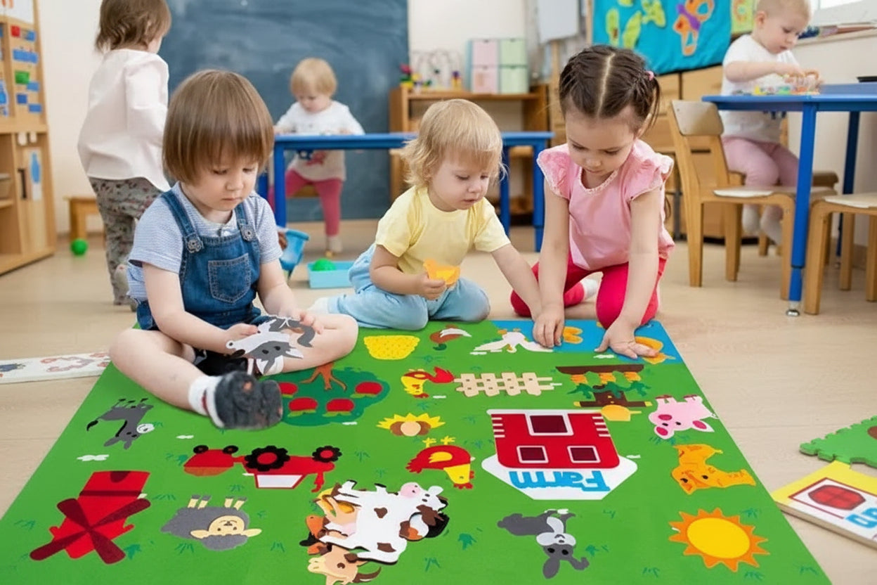 Farm Animals Felt Story Board – Interactive Educational Wall Toy