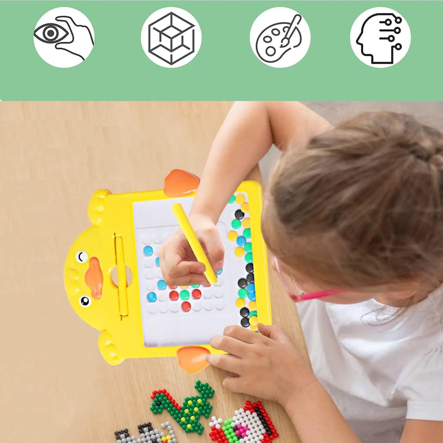 Cute Duck' Magnetic Drawing & Bead Board – Mess-Free Creative Toy