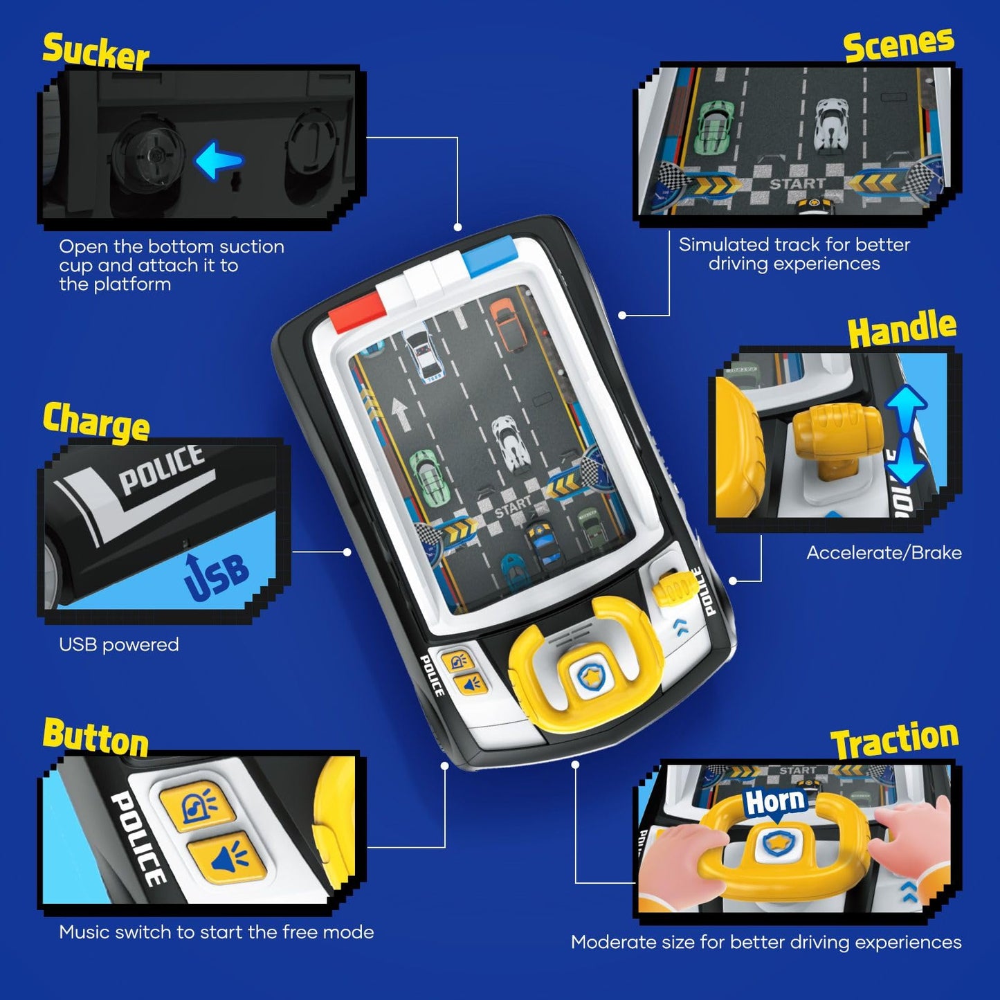 Racing Car Adventure Game – Handheld Interactive Steering Wheel Simulation