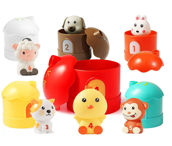 Soft Glue Animals & Houses Educational Toy Set for Toddlers