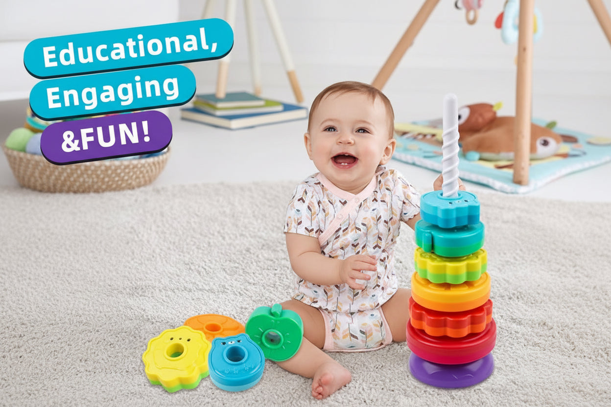 Grow Up Spinning Stacking Toy – Colorful Ring Spinner for Toddlers 12M+