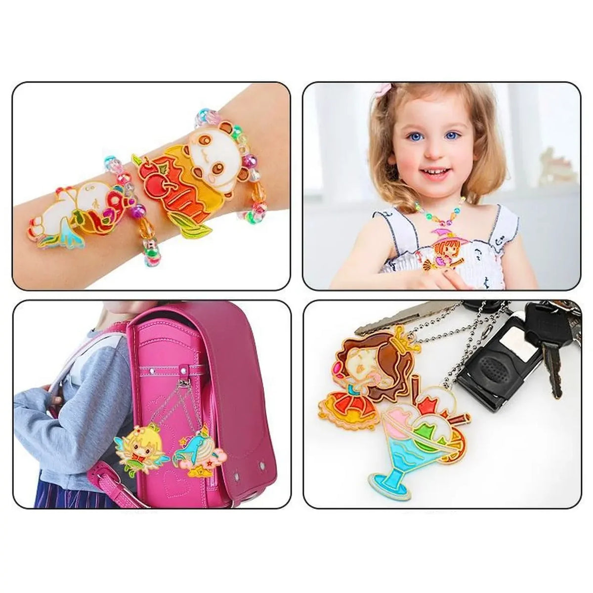 DIY "Colored Crystal Glue" Painting & Gem Craft Set with Mold Pendants & Keychains (Fairytale & Nature Themes / Ages 3+)