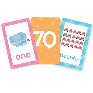 Numbers flash cards - fluffy bear