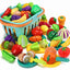 68-Piece Toddler Pretend Play Food Set with Cutting Tools & Grocery Basket