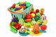 68-Piece Toddler Pretend Play Food Set with Cutting Tools & Grocery Basket