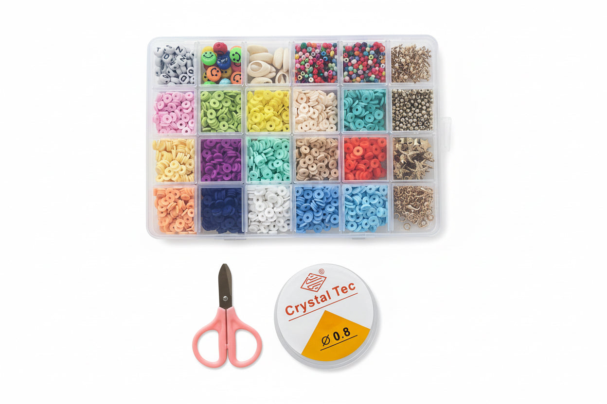 Clay Beads Jewelry Making Kit – 24 Colors DIY Bracelet & Necklace Craft Set No 2