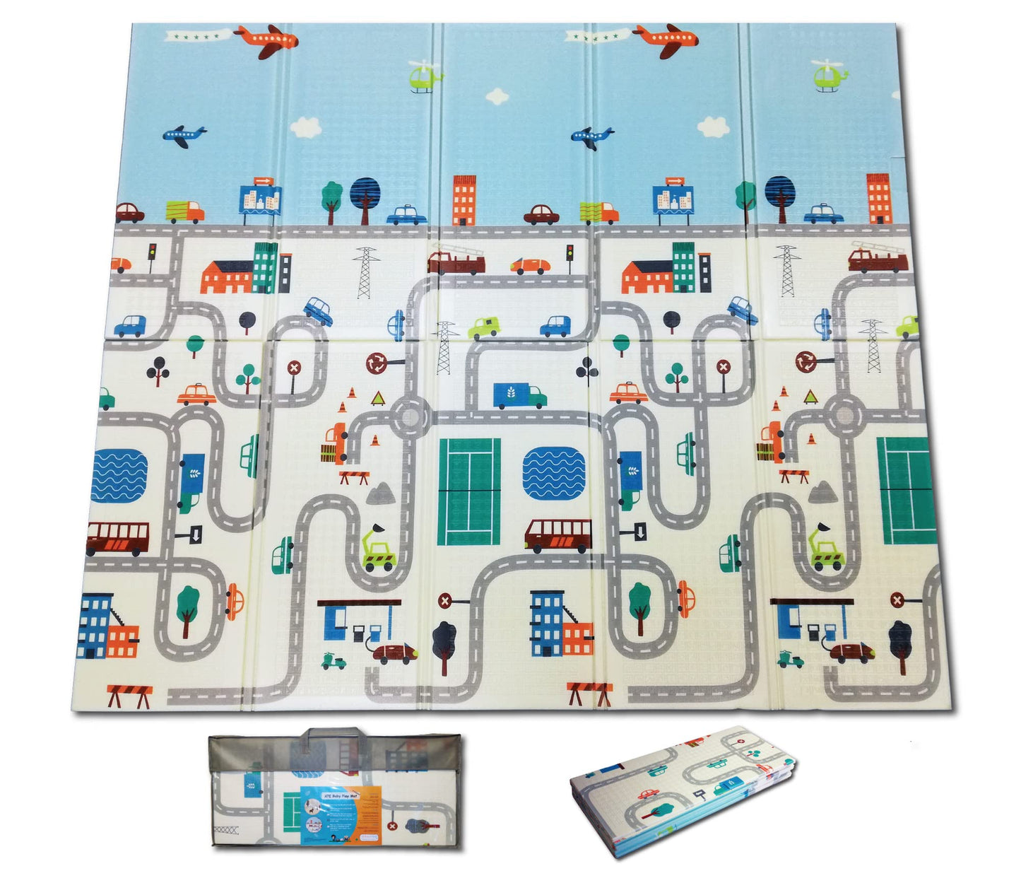 Foldable XPE Foam Play Mat – 180 x 200 cm Reversible Educational Mat