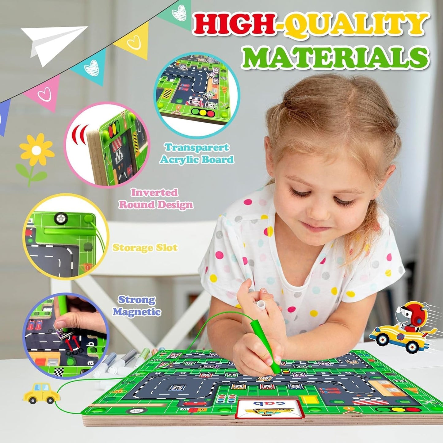 Montessori Wooden Magnetic Color & Alphabet Maze Board – Educational Toy for Kids