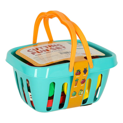68-Piece Toddler Pretend Play Food Set with Cutting Tools & Grocery Basket