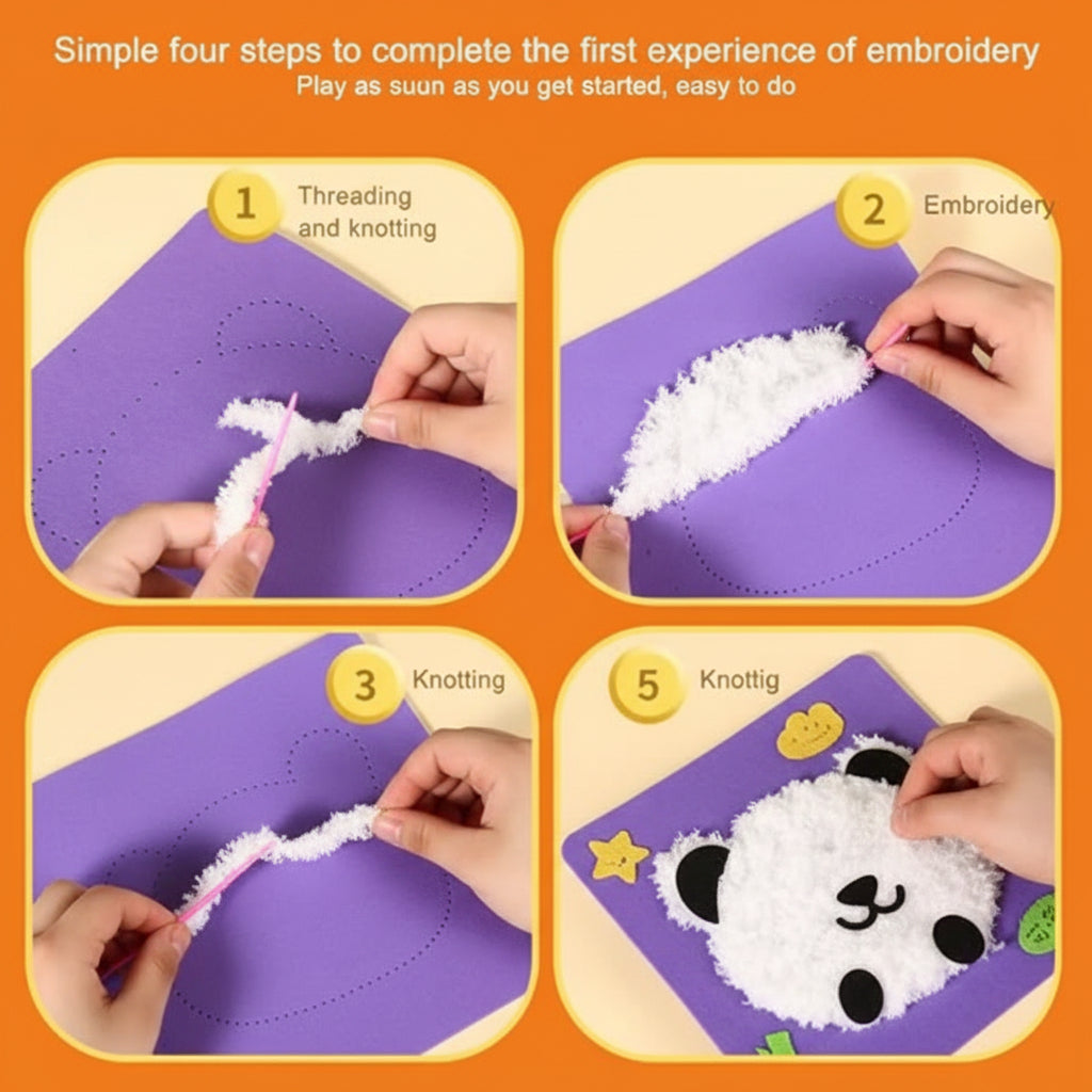 Cute Animals DIY Yarn Embroidery Sensory Craft Kit for Kids (Ages 3-6 Years)