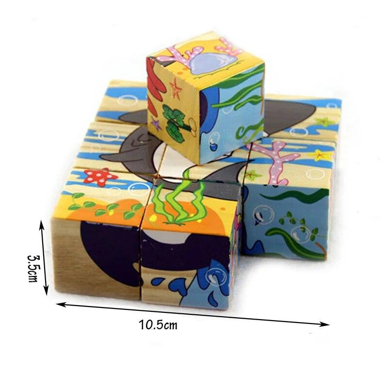 Animals Cube Puzzle – 9-Piece Wooden Block Puzzle (Ages 2+)