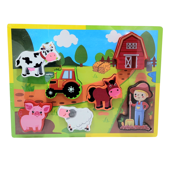 Chunky Wooden 'My Little Farm' Puzzle – First Shapes & Barnyard Fun