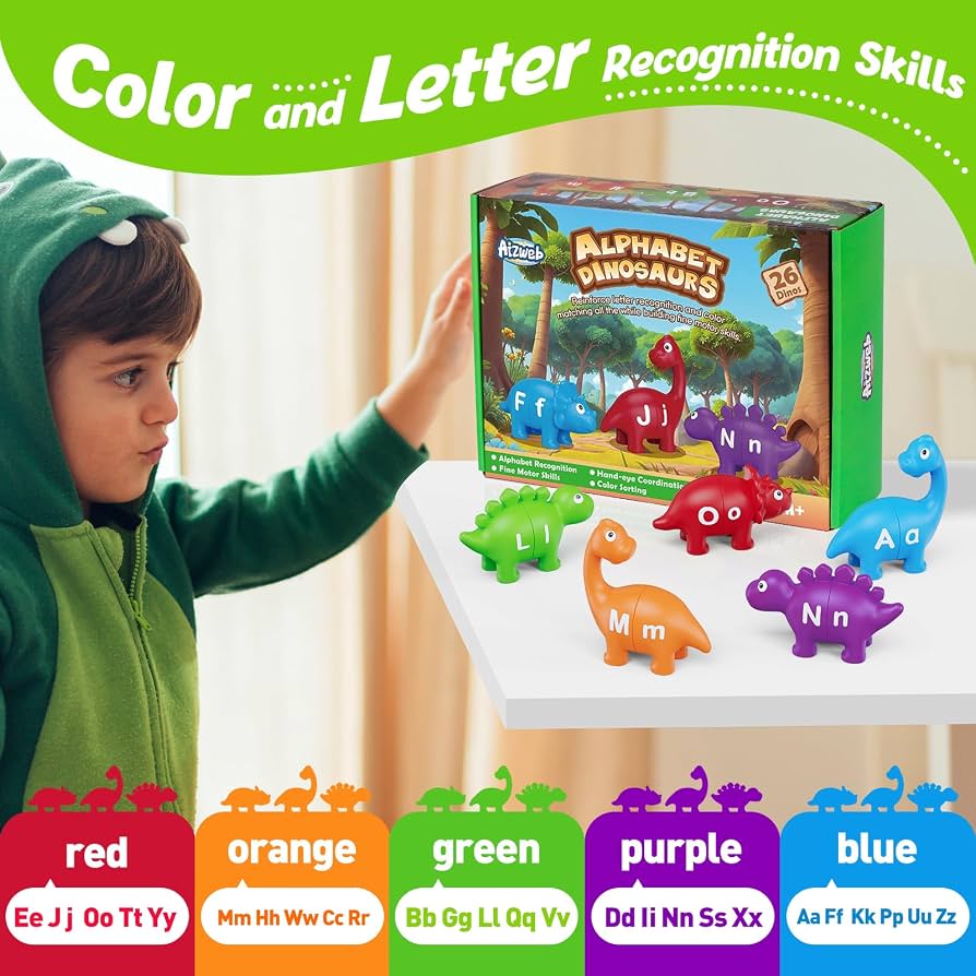 26-Piece Alphabet Matching Dinosaurs Snap-and-Learn Fine Motor Toy Set (Ages 3+)