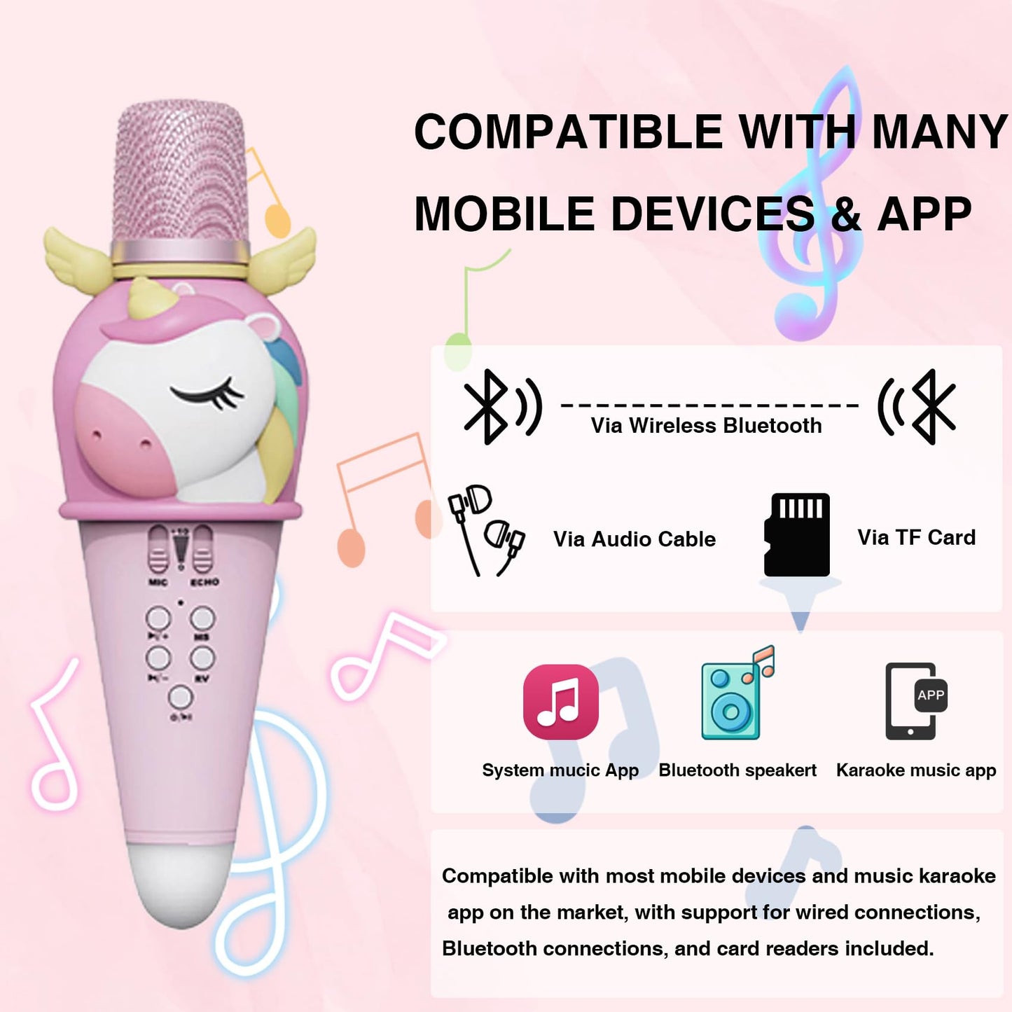 Lovely Unicorn Wireless Karaoke Microphone | Ages 3+ | Master Vocal Expression & Acoustic Calibration