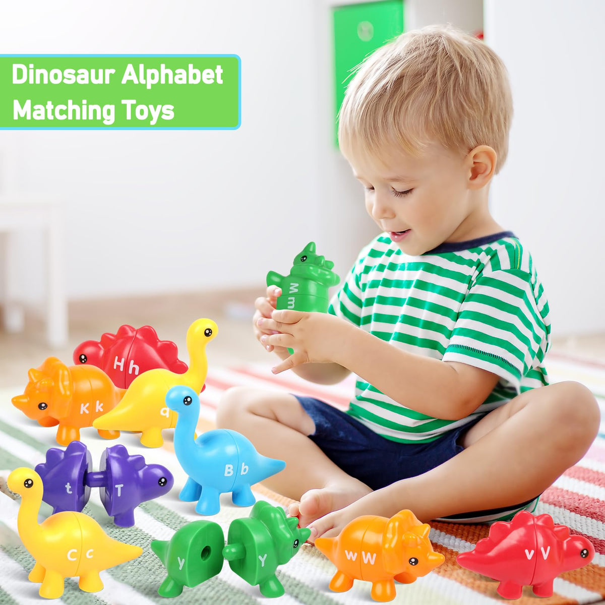 26-Piece Alphabet Matching Dinosaurs Snap-and-Learn Fine Motor Toy Set (Ages 3+)