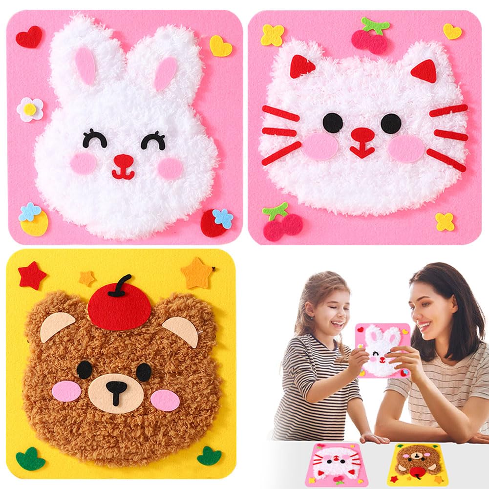 Cute Animals DIY Yarn Embroidery Sensory Craft Kit for Kids (Ages 3-6 Years)
