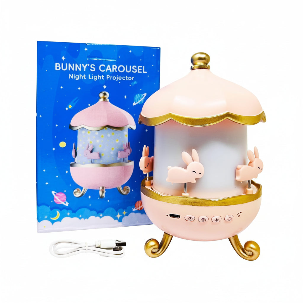 Bunny’s 360° Carousel Night Light Projector | Ages Newborn+ | Master Sensory Calibration & Circadian Comfort