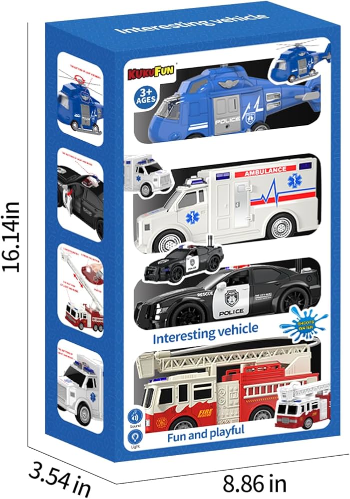 Emergency Rescue Vehicles Interactive Educational Toy Set for Kids (Ages 3+)