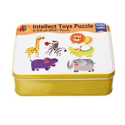 Intellect Toys Puzzle 6 in A Box- Wild Animals