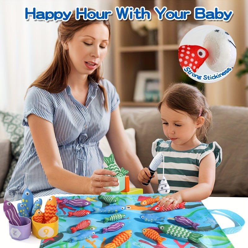 My First Plush Fishing Set – 22-Piece Soft "Hook & Grip" Sensory Game