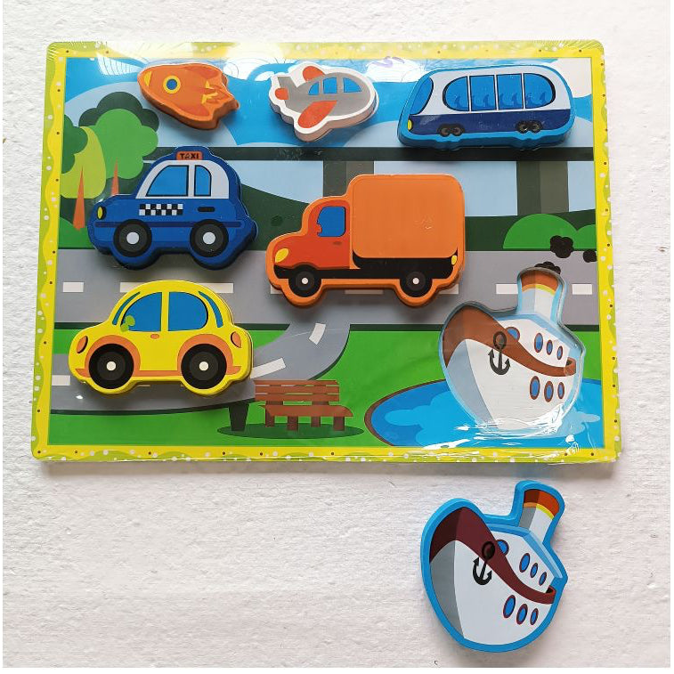 Chunky Wooden Transport  Chunky Puzzle – First Vehicles & Shape Sorter