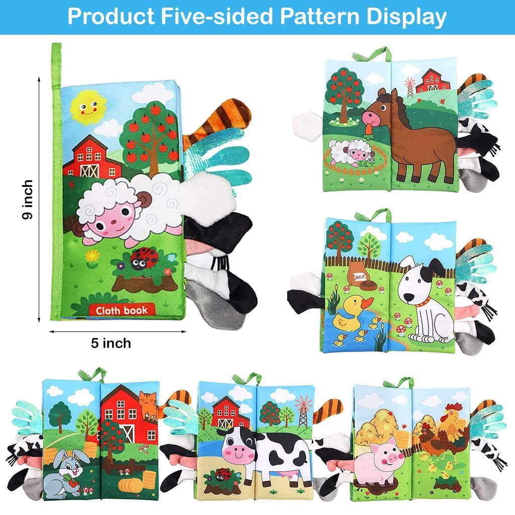 3D Baby Cloth Book – Farm Animals Sensory Soft Book